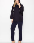 Frances Scuba Knit Hoodie Top with Diamond Studs