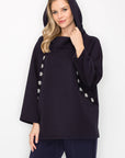 Frances Scuba Knit Hoodie Top with Diamond Studs