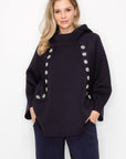 Frances Scuba Knit Hoodie Top with Diamond Studs