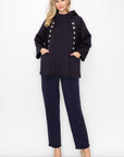 Frances Scuba Knit Hoodie Top with Diamond Studs