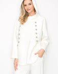 Frances Scuba Knit Hoodie Top with Diamond Studs