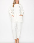 Frances Scuba Knit Hoodie Top with Diamond Studs