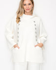 Frances Scuba Knit Hoodie Top with Diamond Studs