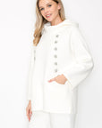 Frances Scuba Knit Hoodie Top with Diamond Studs