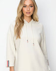 JOH |Khloe Knit Crepe Hoodie Top with Contrast Stripes
