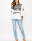 JOH |Reva Knitted Stripe Top with Cotton Poplin