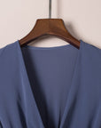 Deep V-Neck Knotted Front Layered Flare Mini Dress