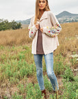 Davi & Dani Crochet Floral Printed Long Sleeve Knit Cardigan