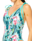 One Piece Bathing Suit Floral Print With Shoulder Tie