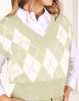 Lilou Knitted Argyle Sweater Vest
