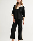 JOH Apparel Katherine Contrast Collar Stretch Knit Top