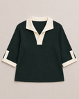 JOH Apparel Katherine Contrast Collar Stretch Knit Top