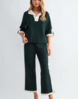 JOH Apparel Katherine Contrast Collar Stretch Knit Top