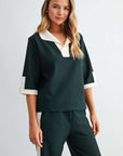 JOH Apparel Katherine Contrast Collar Stretch Knit Top
