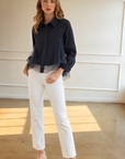 JOH Apparel Camila Cotton Poplin & Mesh Organza Blouse