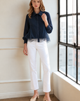 JOH Apparel Camila Cotton Poplin & Mesh Organza Blouse