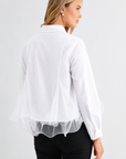 JOH Apparel Camila Cotton Poplin & Mesh Organza Blouse