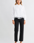 JOH Apparel Camila Cotton Poplin & Mesh Organza Blouse