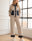 JOH Apparel Sam Textured Knit Jacket with Denim Contrast