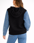 JOH Apparel Dylan Ribbed Knit & Denim Hooded Jacket