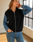 JOH Apparel Dylan Ribbed Knit & Denim Hooded Jacket