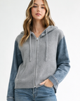 JOH Apparel Dylan Ribbed Knit & Denim Hooded Jacket