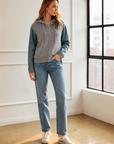JOH Apparel Dylan Ribbed Knit & Denim Hooded Jacket