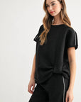 JOH Apparel Fenne Glitter Scuba Knit Side-Knot Top