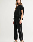 JOH Apparel Fenne Glitter Scuba Knit Side-Knot Top