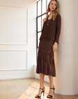 JOH Apparel Connor Crinkle Pleated Smocked Midi Skirt
