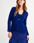JOH Apparel Cira Accordion Pleated V-Neck Top & Cardigan