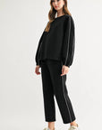 JOH Apparel Floriane Glitter Scuba Knit Long Sleeve Top