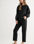 JOH Apparel Floriane Glitter Scuba Knit Long Sleeve Top
