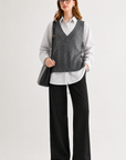 JOH Apparel Jett Layered Look Sweater Vest & Pinstripe Shirt Top
