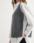 JOH Apparel Jett Layered Look Sweater Vest & Pinstripe Shirt Top