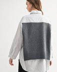 JOH Apparel Jett Layered Look Sweater Vest & Pinstripe Shirt Top