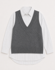 JOH Apparel Jett Layered Look Sweater Vest & Pinstripe Shirt Top