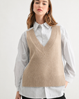 JOH Apparel Jett Layered Look Sweater Vest & Pinstripe Shirt Top