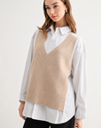 JOH Apparel Jett Layered Look Sweater Vest & Pinstripe Shirt Top