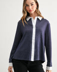 JOH Apparel Kevin Layered Look Collared Sweater Top