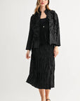JOH Apparel Connor Crinkle Pleated Smocked Midi Skirt