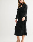 JOH Apparel Connor Crinkle Pleated Smocked Midi Skirt