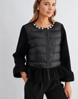 JOH Apparel James Jewel-Embellished Peplum Puffer Jacket