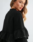 JOH Apparel Fenya Studded Ruffle Scuba Jacket