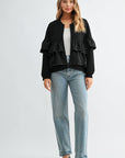 JOH Apparel Fenya Studded Ruffle Scuba Jacket