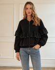 JOH Apparel Fenya Studded Ruffle Scuba Jacket