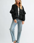 JOH Apparel Fenya Studded Ruffle Scuba Jacket