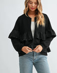 JOH Apparel Fenya Studded Ruffle Scuba Jacket