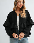 JOH Apparel Fenya Studded Ruffle Scuba Jacket
