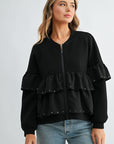 JOH Apparel Fenya Studded Ruffle Scuba Jacket